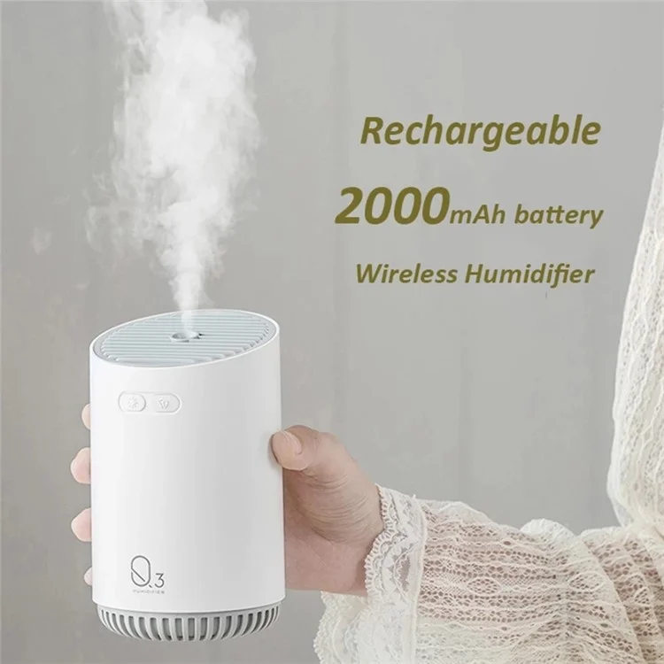 Q3 320ml Mini Wireless Air Humidifier Portable Cordless Aroma Diffuser Aromatherapy Humidifier with Colorful Lights for Bedroom Living Room Office - White