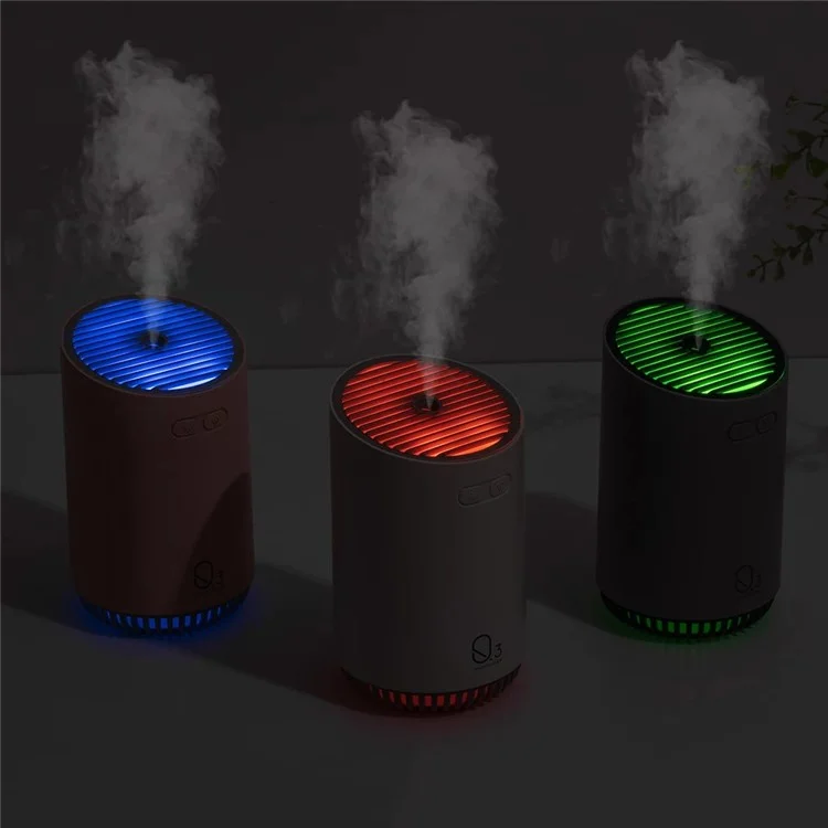 Q3 320ml Mini Wireless Air Humidifier Portable Cordless Aroma Diffuser Aromatherapy Humidifier with Colorful Lights for Bedroom Living Room Office - White