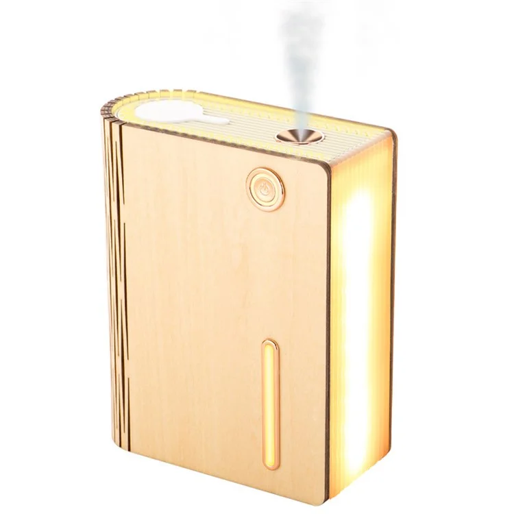 EH0013 Humidificateur USB en forme de livre en bois Maison Silencieux Diffuseur de brume Veilleuse - Bois d'érable blanc