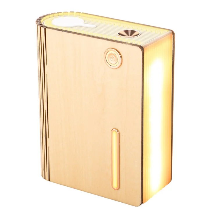 EH0013 Humidificateur USB en forme de livre en bois Maison Silencieux Diffuseur de brume Veilleuse - Bois d'érable blanc