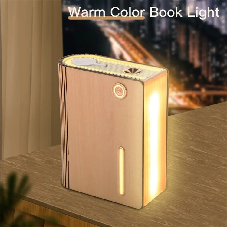 EH0013 Humidificateur USB en forme de livre en bois Maison Silencieux Diffuseur de brume Veilleuse - Bois d'érable blanc