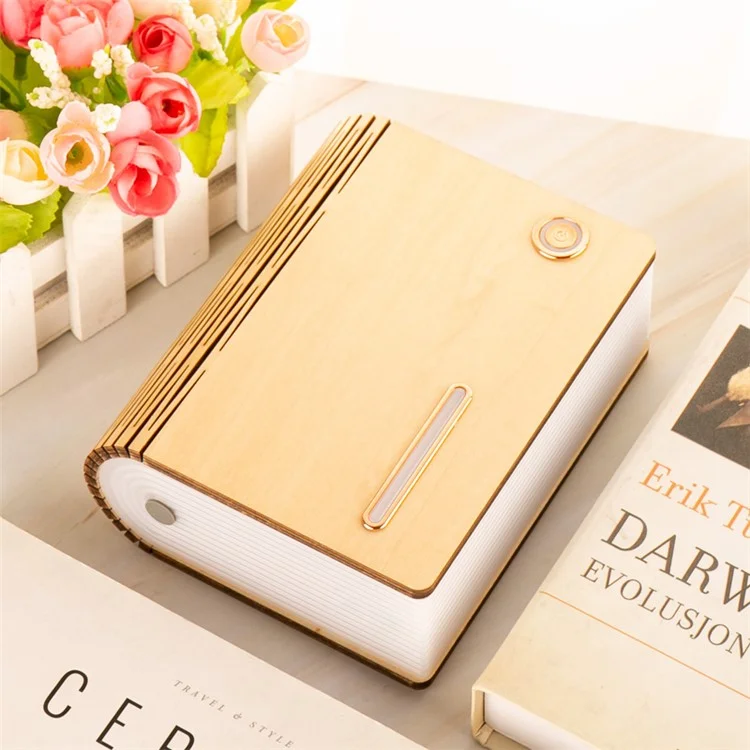 EH0013 Humidificateur USB en forme de livre en bois Maison Silencieux Diffuseur de brume Veilleuse - Bois d'érable blanc