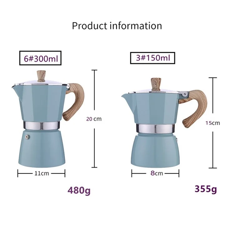 150ml Moka Espresso Percolator Pot Casalinga Italiana Caffè Stovetop Caffettiera in Alluminio Pentola da Caffè per Tre Persone (No FDA, senza BPA) - Bianca