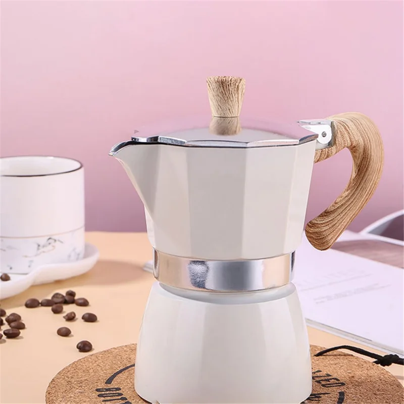 150ml Italian Mocha Espresso Percolator Pot Home Stovetop Coffee Maker Aluminum Moka Pot Kitchen Coffee Making Tool for Three People (No FDA, BPA-free) - Red