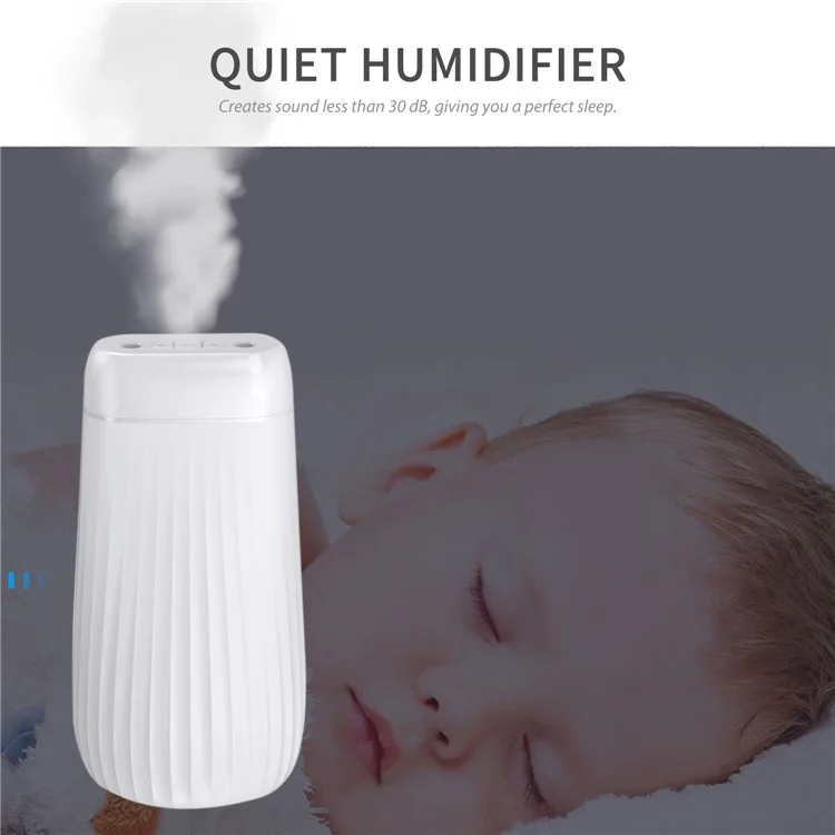 Mistón Humidificador de 1000 ml de Picos Duales Difusor de Humidificador Silent Humidifier de LED de Led Led Led. - Rosado