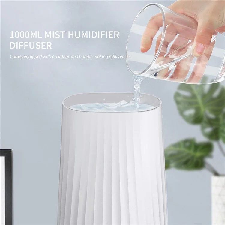 Mistón Humidificador de 1000 ml de Picos Duales Difusor de Humidificador Silent Humidifier de LED de Led Led Led. - Rosado