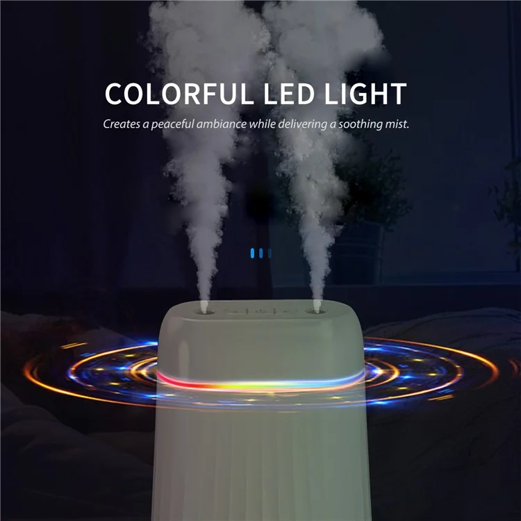 Mistón Humidificador de 1000 ml de Picos Duales Difusor de Humidificador Silent Humidifier de LED de Led Led Led. - Rosado