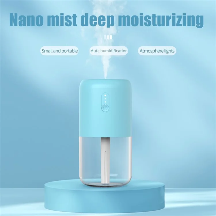 823A Mini Humidifier 280ml Night Light Room Humidifier for Bedroom Office Desk Car Travel - Blue