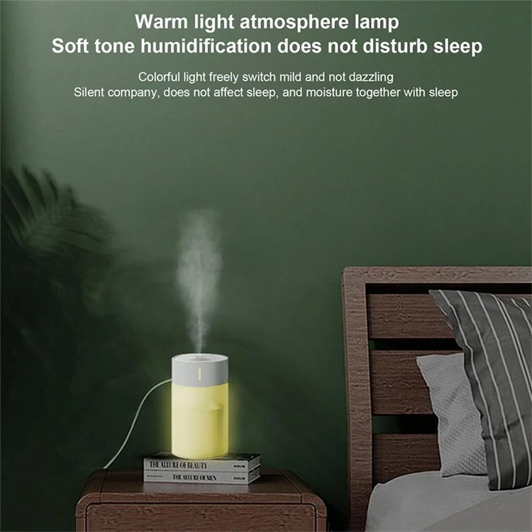 Humidificador de niebla LED de luz nocturna silenciosa de 260 ml para el hogar, el coche y la oficina - rosa