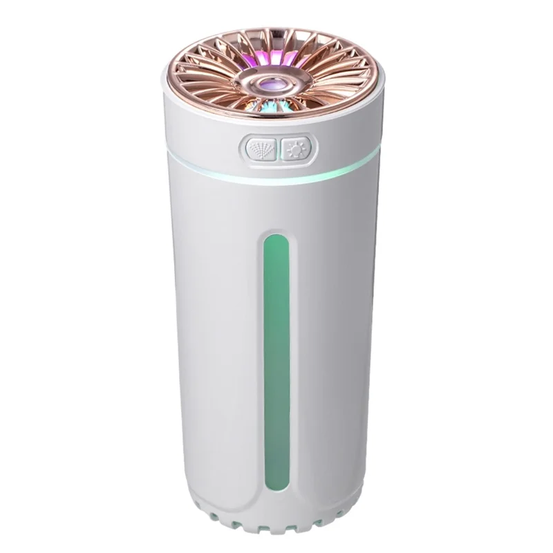 LA-0618S 300ml Portable Humidifier Desktop Air Humidifier Aroma Diffuser Mist Maker with Colorful Light for Office Cars (Battery Version) - White