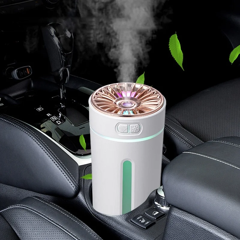 LA-0618S 300ml Portable Humidifier Desktop Air Humidifier Aroma Diffuser Mist Maker with Colorful Light for Office Cars (Battery Version) - White
