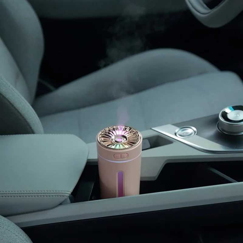 LA-0618S 300ml Portable Humidifier Desktop Air Humidifier Aroma Diffuser Mist Maker with Colorful Light for Office Cars (Battery Version) - White