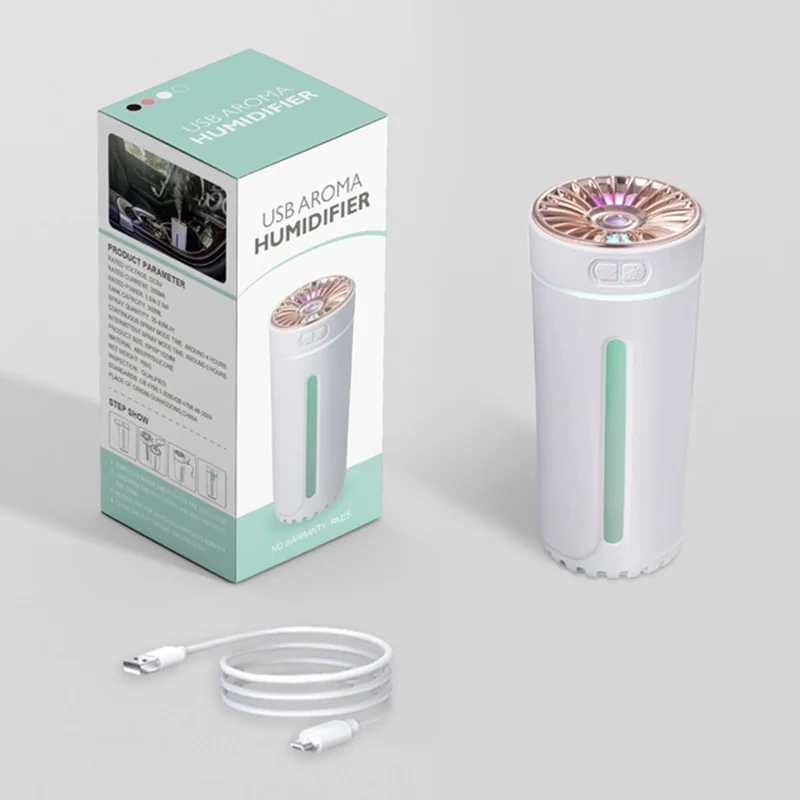 LA-0618S 300ml Portable Humidifier Desktop Air Humidifier Aroma Diffuser Mist Maker with Colorful Light for Office Cars (Battery Version) - Pink