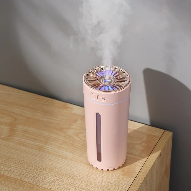 LA-0618S 300ml Portable Humidifier Desktop Air Humidifier Aroma Diffuser Mist Maker with Colorful Light for Office Cars (Battery Version) - Pink