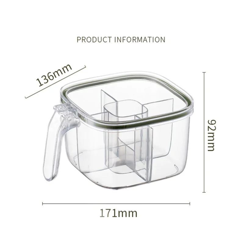 AAB007 Clear Seasoning Box Spice Jar Condiment Bottle Kitchen Supplies (BPA Free, No FDA Certification) - Green