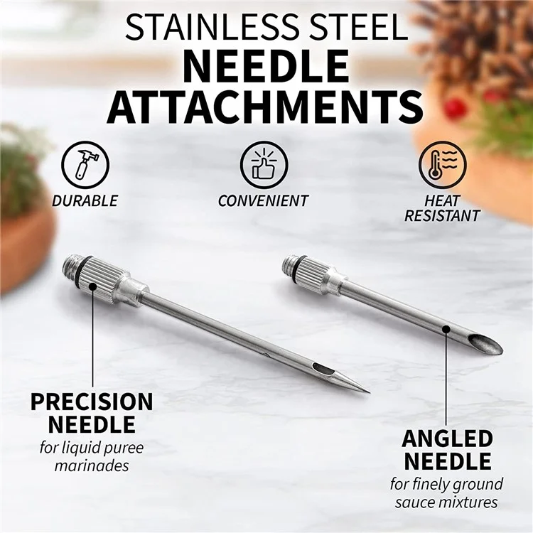 Turquía de Acero Inoxidable de Cocina Baster Para Cocinar, Jeringa de Pavo de Grado Alimenticio Con Bombilla de Succión de Silicona, Cepillo de Limpieza y Agujas (sin Certificado de Fda, Sin Bpa)