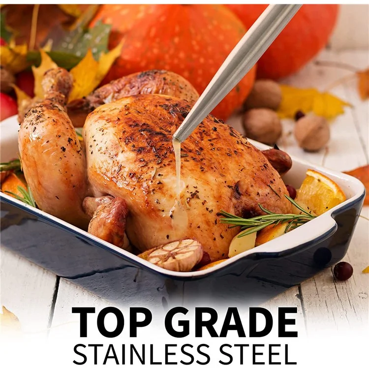 Turquía de Acero Inoxidable de Cocina Baster Para Cocinar, Jeringa de Pavo de Grado Alimenticio Con Bombilla de Succión de Silicona, Cepillo de Limpieza y Agujas (sin Certificado de Fda, Sin Bpa)