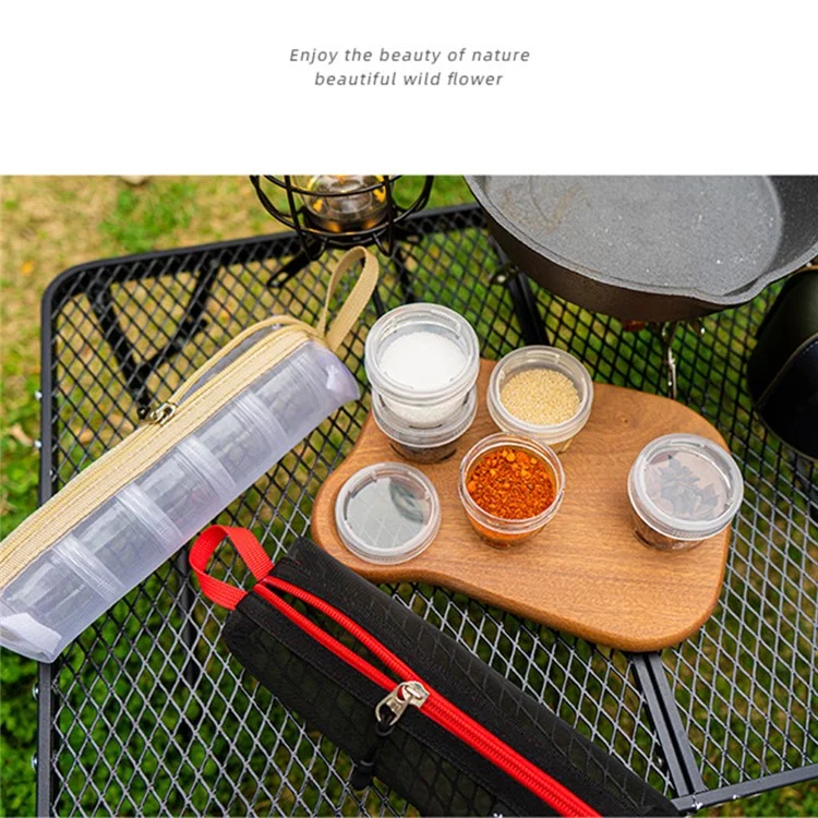 Nobana 5pcs Kit de Especias de Viaje Vacío Pet Spice Salt Pepper Bottle Condiments Consejados Con Tapa Para Acampar Picnic (sin FDA, Sin Bpa) - Negro