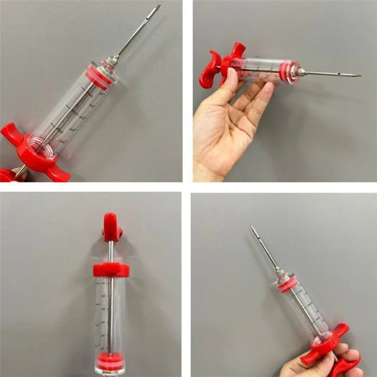 30ml Acrylic + Stainless Steel Meat Marinade Syringe Turkey Seasoning Syringe Kitchen Cooking Tool (No FDA Certified, BPA-Free)