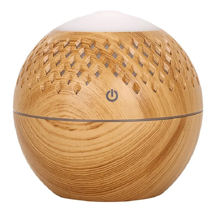 Humidificateur d'air miniature silencieux de 200 ml à grain de bois, brumisateur de brouillard coloré avec éclairage pour la maison et le bureau (avec certification CE) - Marron / Prise UK