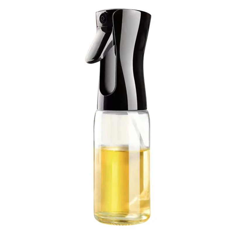 220ml Oil Sprayer for Cooking Transparent Glass Olive Oil Sprayer Mister Oil Dispenser Bottle (No FDA Certification, BPA Free) - Black