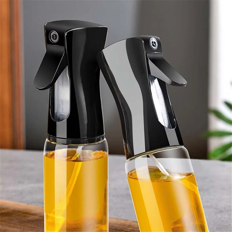 220ml Oil Sprayer for Cooking Transparent Glass Olive Oil Sprayer Mister Oil Dispenser Bottle (No FDA Certification, BPA Free) - Black