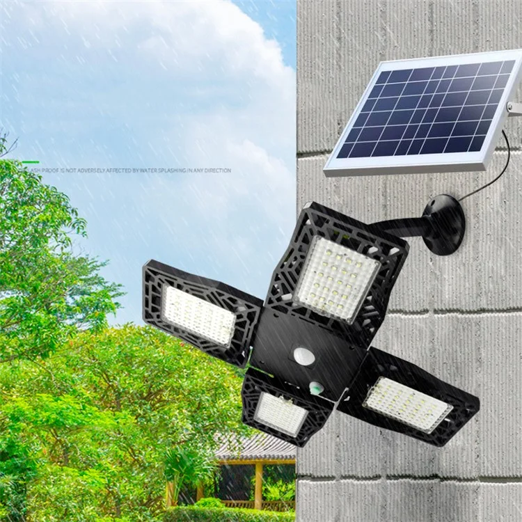 KFZR-001 LED Solar de 80 Cuentas Lámpara de Pared de la Pared de Cuatro Cabezas de Garaje a Prueba de Agua