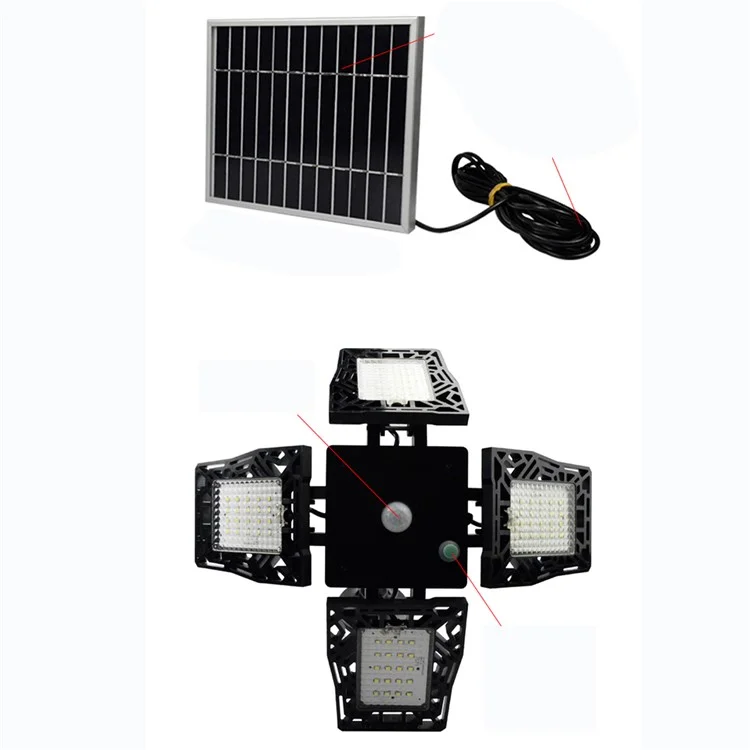 KFZR-001 LED Solar de 80 Cuentas Lámpara de Pared de la Pared de Cuatro Cabezas de Garaje a Prueba de Agua