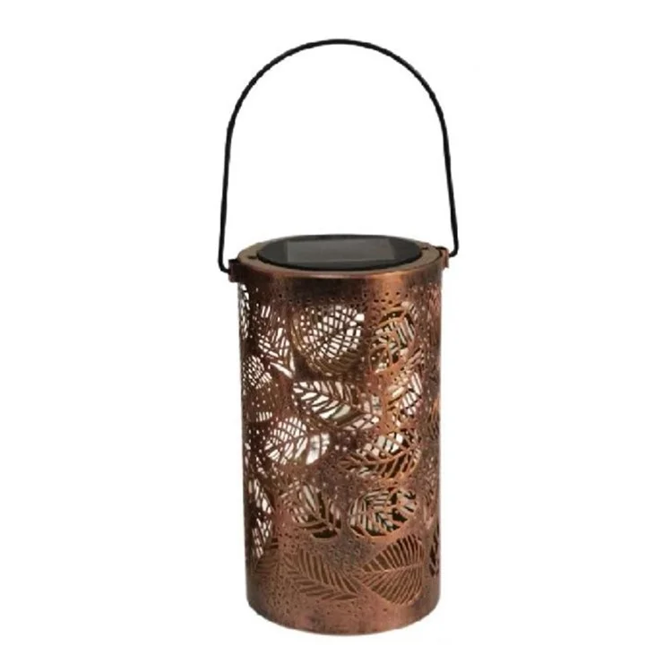 Farol solar de jardín con diseño 3D de follaje dinámico y hueco de metal, tamaño S