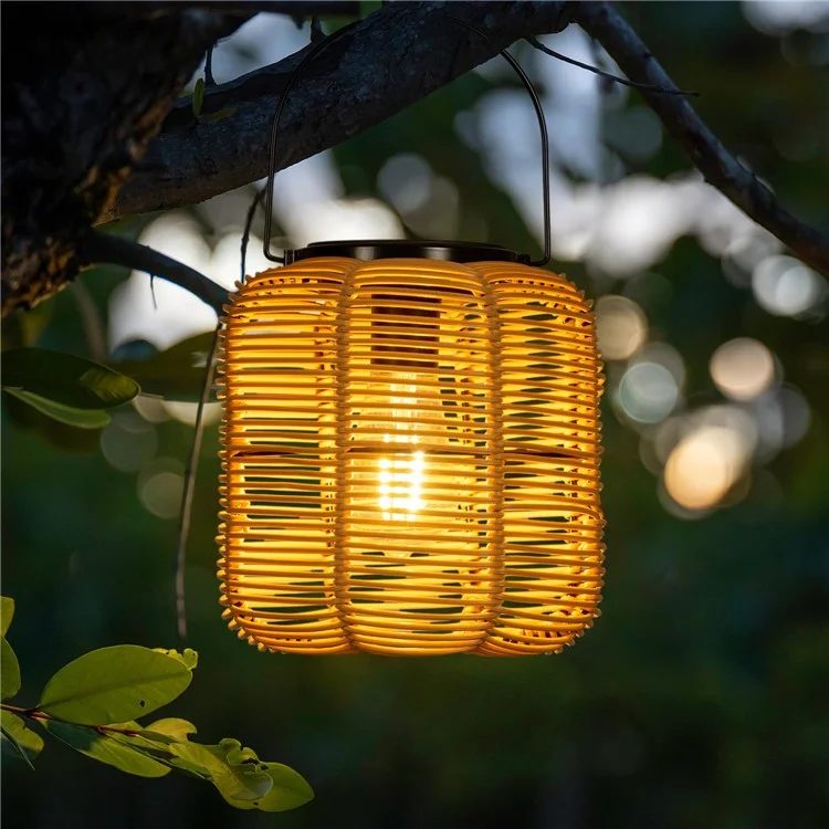 HY1282 2 Stück Solarleuchten Outdoor Solar Betriebene Wasserdichte Hängende Rattan Leuchte für Garten Terrasse Hof