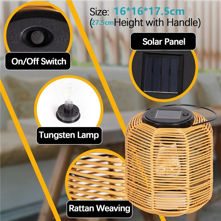 HY1282 2 Stück Solarleuchten Outdoor Solar Betriebene Wasserdichte Hängende Rattan Leuchte für Garten Terrasse Hof