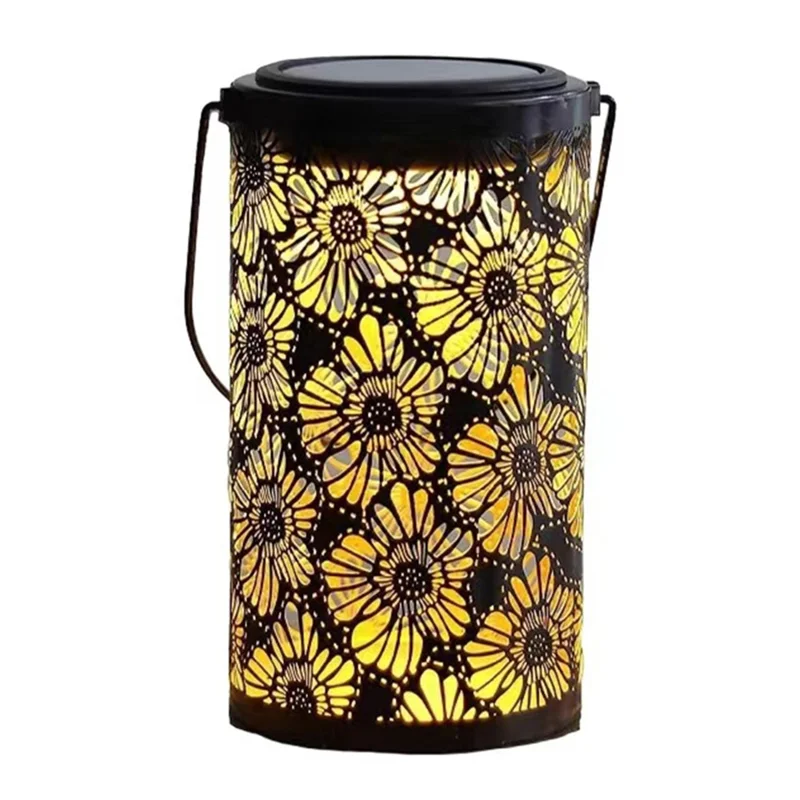 3D Dynamisk Krysantemum Udhulning Metal Udendørs Hængelampe Have Sollygte, Størrelse S