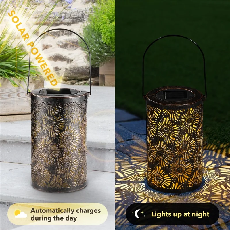 3D Dynamisk Krysantemum Udhulning Metal Udendørs Hængelampe Have Sollygte, Størrelse S