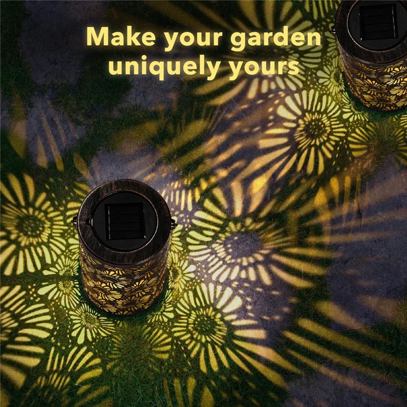 3D Dynamisk Krysantemum Udhulning Metal Udendørs Hængelampe Have Sollygte, Størrelse S