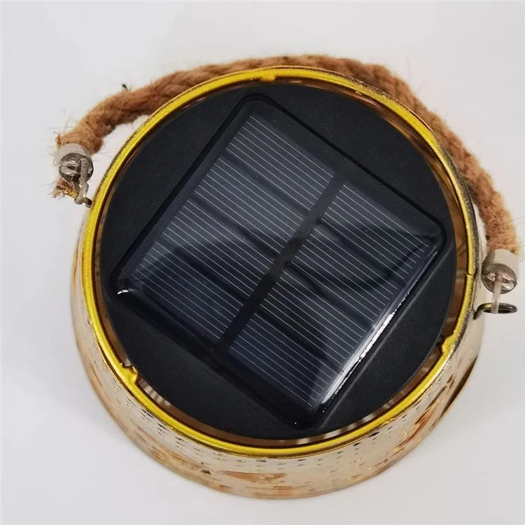 Trapezoidal Garden Solar Lantern Butterfly Hollow Out Iron Art Outdoor Hanging Light