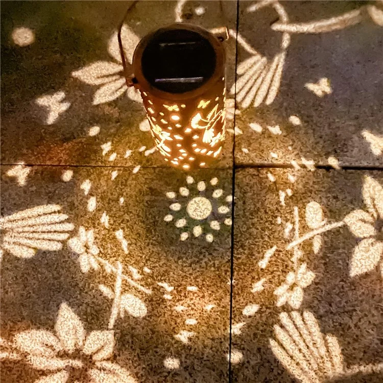 Farol colgante solar decorativo para jardín de metal calado en forma de colibrí, tamaño L