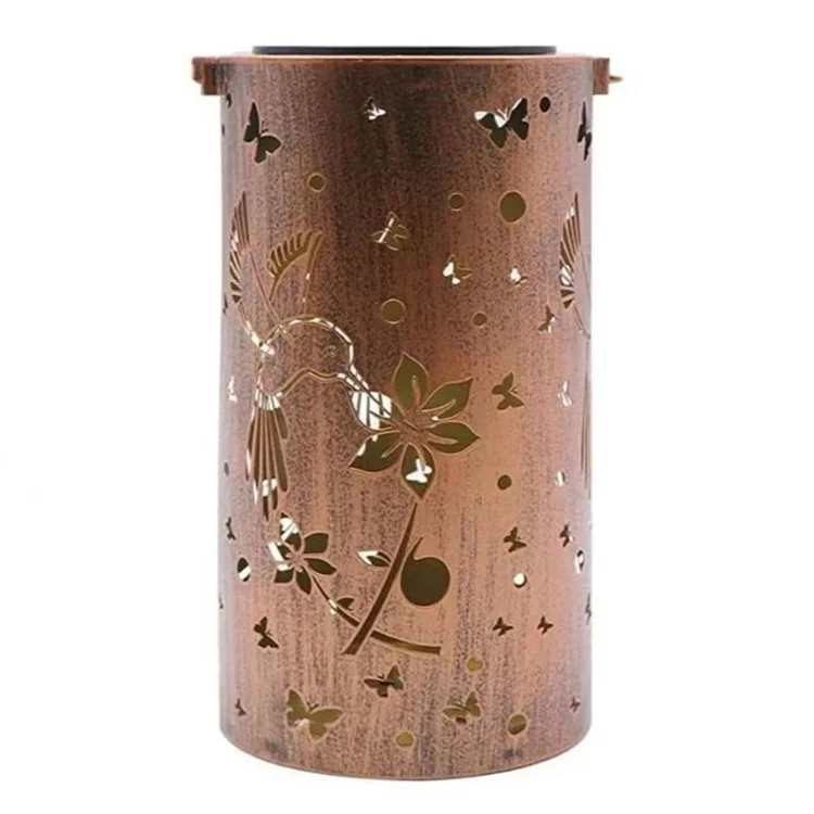 Hummingbird Hollow Out Metal Outdoor Hanging Light Decorative Garden Solar Lantern, Tamanho S