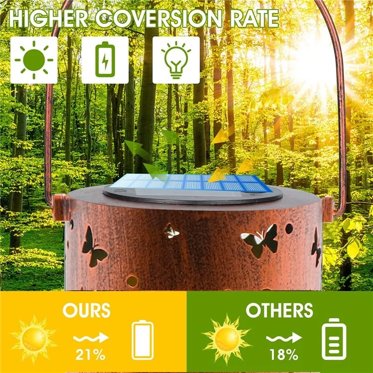 Hummingbird Hollow Out Metal Outdoor Hanging Light Decorative Garden Solar Lantern, Tamanho S