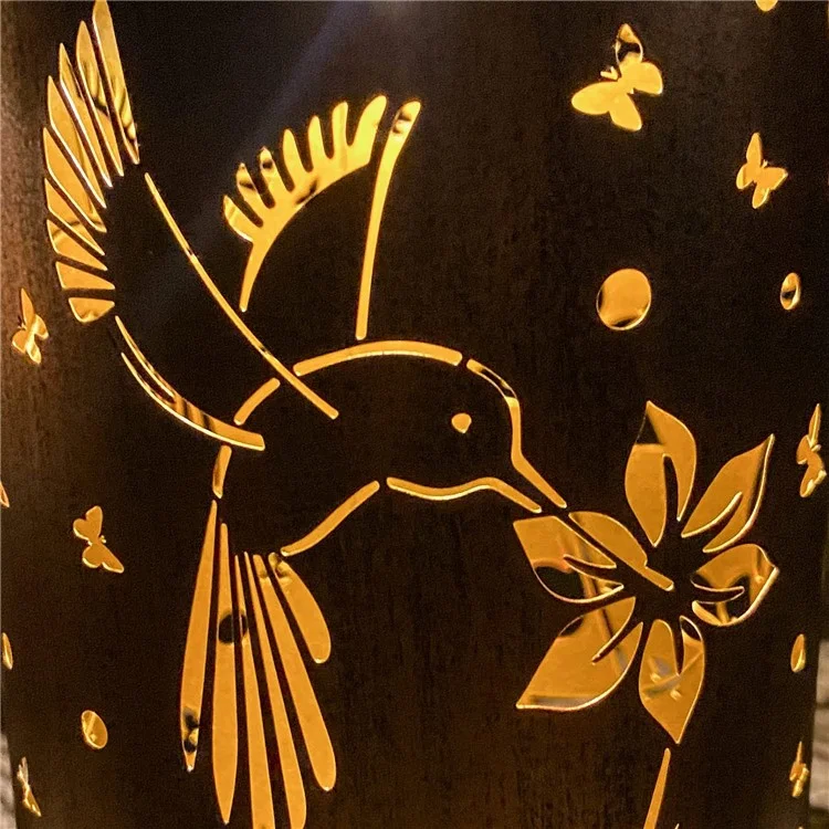 Hummingbird Hollow Out Metal Outdoor Hanging Light Decorative Garden Solar Lantern, Tamanho S