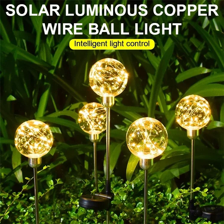 Lâmpada Solar de Caminho Esférica LED Iluminação de Jardim à Prova d'Água para Caminho, Quintal, Gramado - 10cm