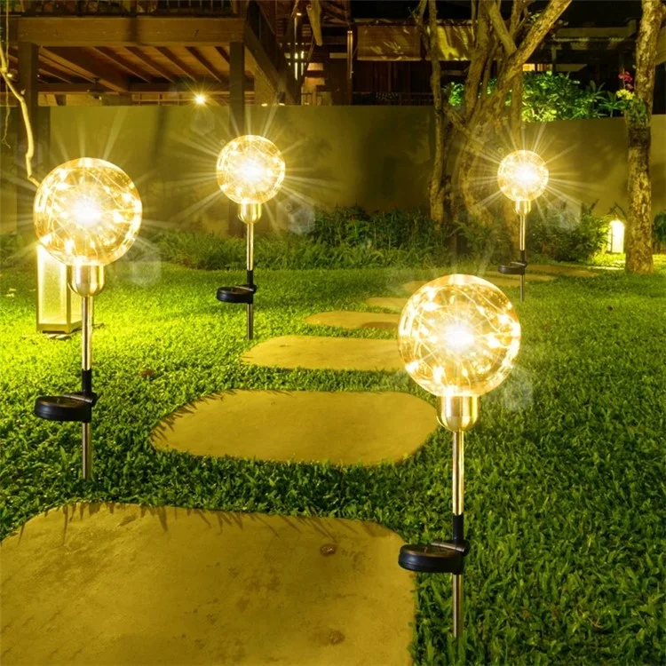 Lâmpada Solar de Caminho Esférica LED Iluminação de Jardim à Prova d'Água para Caminho, Quintal, Gramado - 10cm