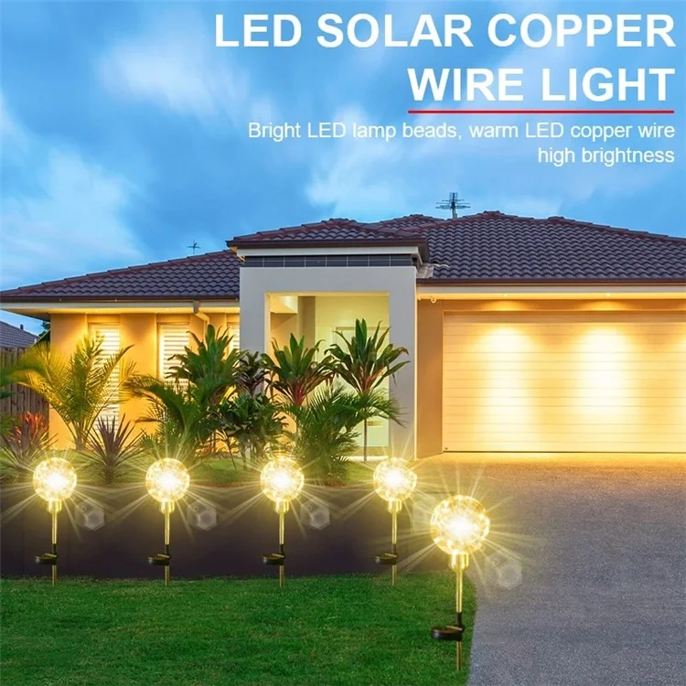 Lâmpada Solar de Caminho Esférica LED Iluminação de Jardim à Prova d'Água para Caminho, Quintal, Gramado - 10cm