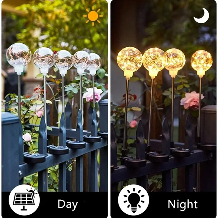 Lâmpada Solar de Caminho Esférica LED Iluminação de Jardim à Prova d'Água para Caminho, Quintal, Gramado - 10cm