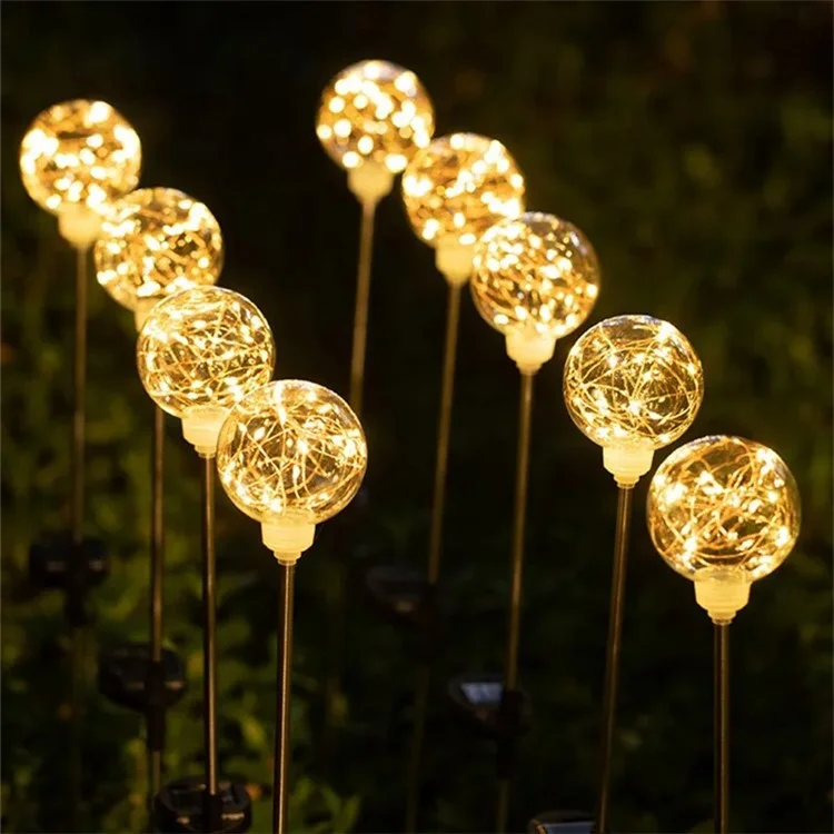 Lâmpada Solar de Caminho Esférica LED Iluminação de Jardim à Prova d'Água para Caminho, Quintal, Gramado - 10cm