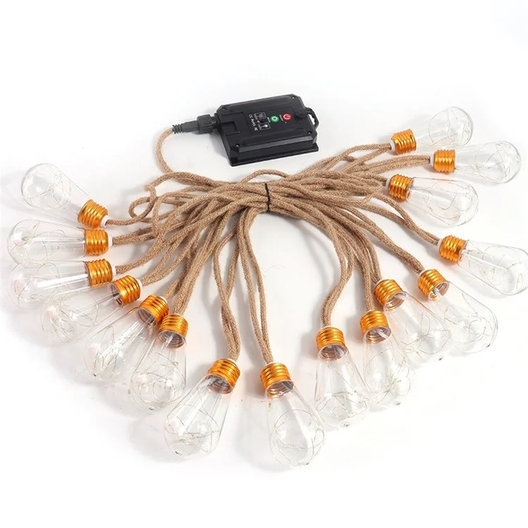 Waterproof Garden Lamp Hemp Rope Solar Patio Light with 16 Shatterproof Bulbs