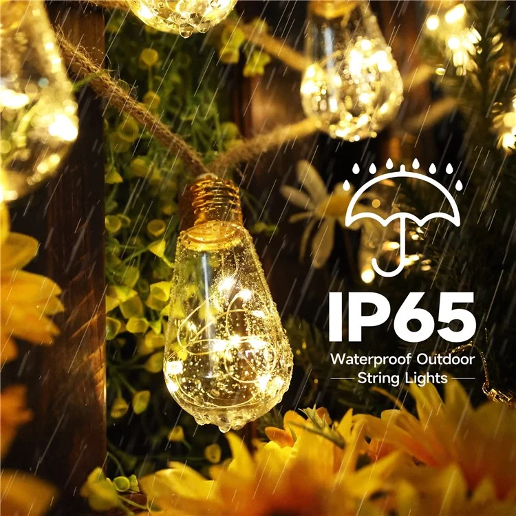 Waterproof Garden Lamp Hemp Rope Solar Patio Light with 16 Shatterproof Bulbs