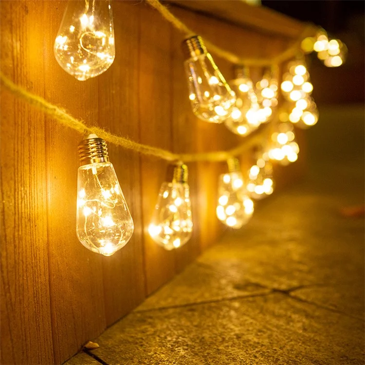 Waterproof Garden Lamp Hemp Rope Solar Patio Light with 16 Shatterproof Bulbs
