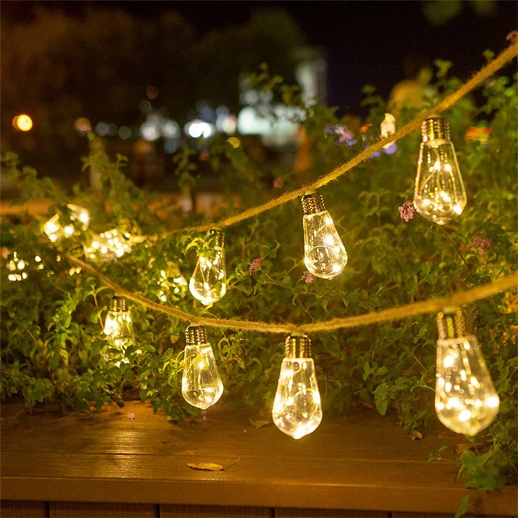 Waterproof Garden Lamp Hemp Rope Solar Patio Light with 16 Shatterproof Bulbs
