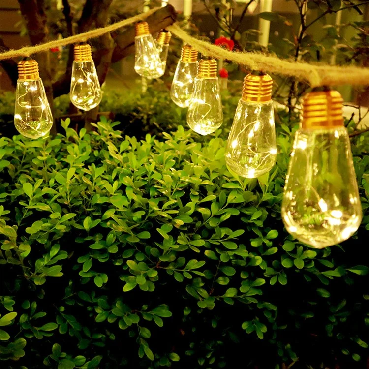 Waterproof Garden Lamp Hemp Rope Solar Patio Light with 16 Shatterproof Bulbs