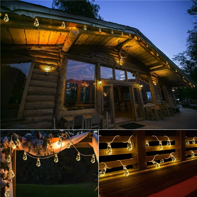 Waterproof Garden Lamp Hemp Rope Solar Patio Light with 16 Shatterproof Bulbs